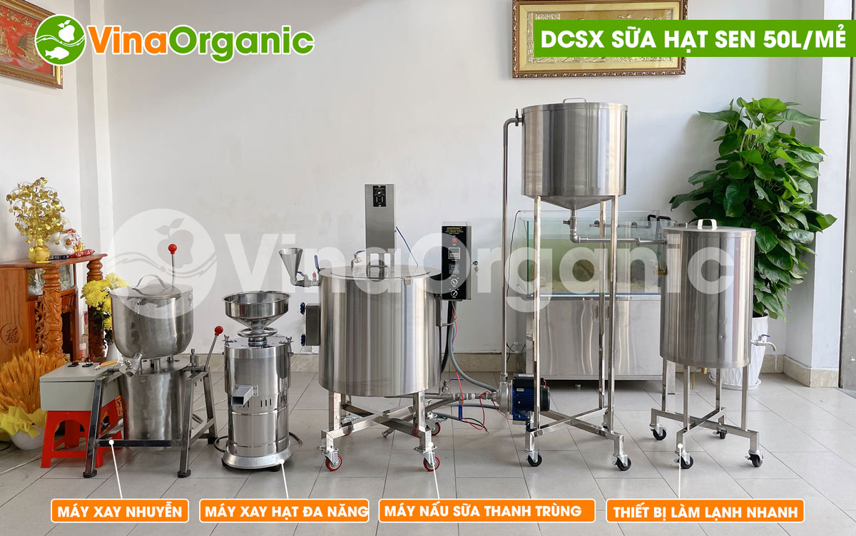 VinaOrganic cung cấp dây chuyền sản xuất sữa hạt sen, inox 304, năng suất cao. tiết kiệm chi phí. Hotline/zalo: 0938299798 - 0975299798