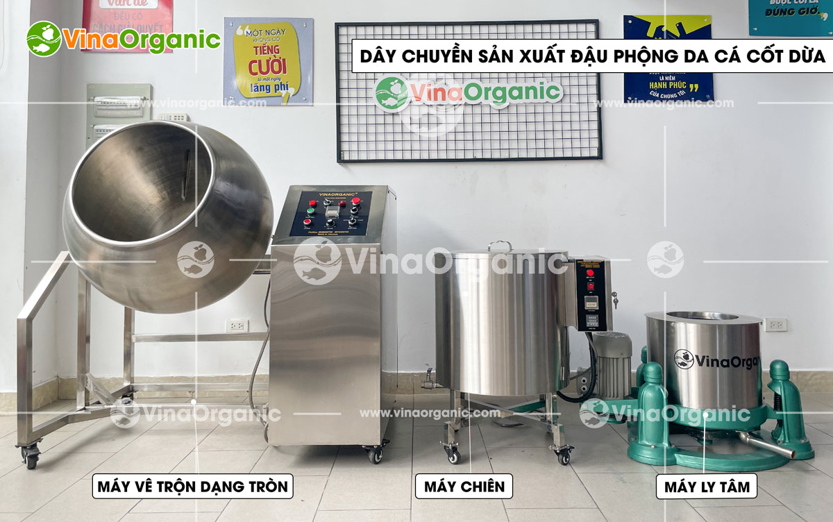 VinaOrganic chuyển giao công nghệ và máy sản xuất đậu phộng da cá cốt dừa thơm ngon. Liên hệ ngay Hotline 0938299798 – 0975299798.