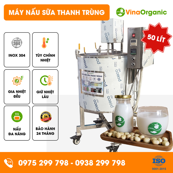B050 - Máy nấu sữa thanh trùng 50L, nấu sữa bò, sữa dê, sữa hạt sen