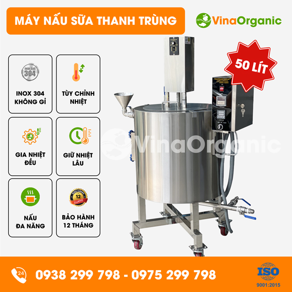 B050 - Máy nấu sữa thanh trùng 50L, nấu sữa bò, sữa dê, sữa hạt sen