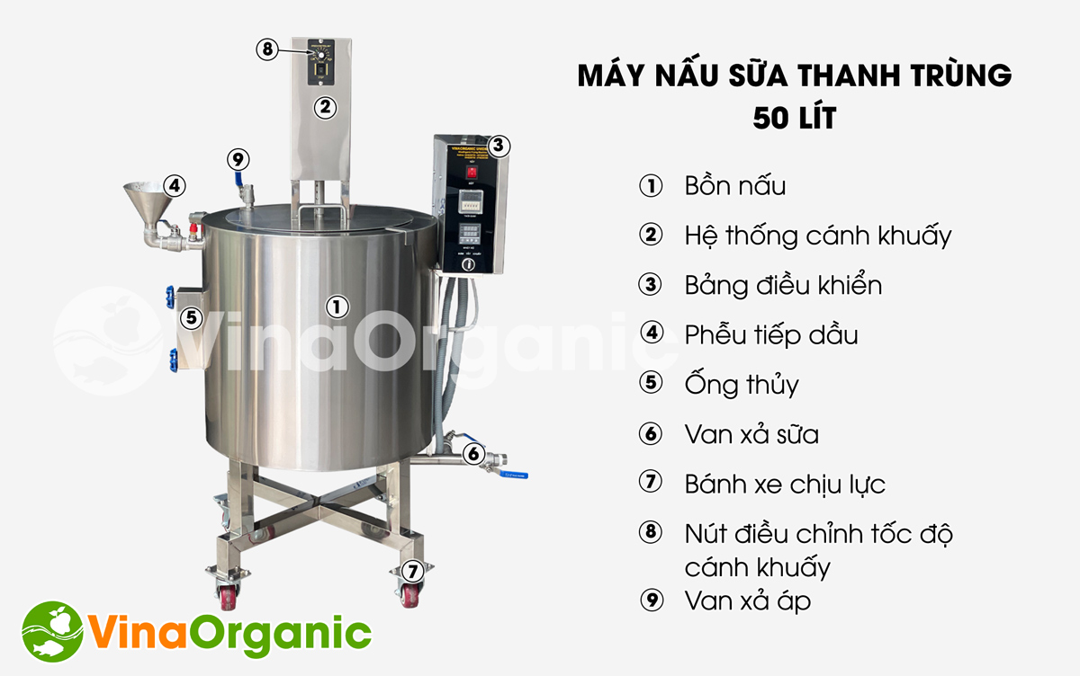 Máy nấu sữa thanh trùng đa năng, năng suất lên đến 50 lít/mẻ - Model B050 thiết kế thông minh hiệu quả, năng suất cao. Hotline/Zalo: 0938299798 – 0975299798