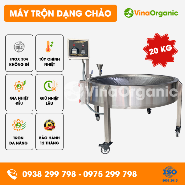 MTC20 - Máy trộn dạng chảo 20kg, trộn gia vị đậu phộng tỏi ớt, khô bò chay