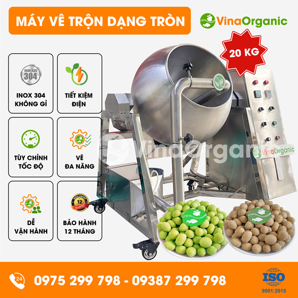 MVTT20 - Máy vê trộn dạng tròn 20kg, vê đậu hạt đa năng