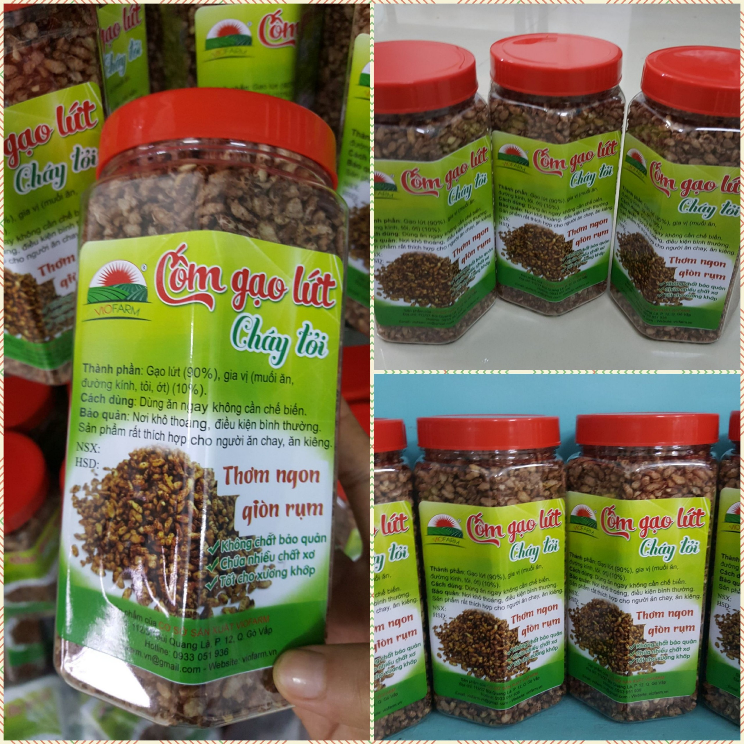 Cốm gạo lứt cháy tỏi VioFarm