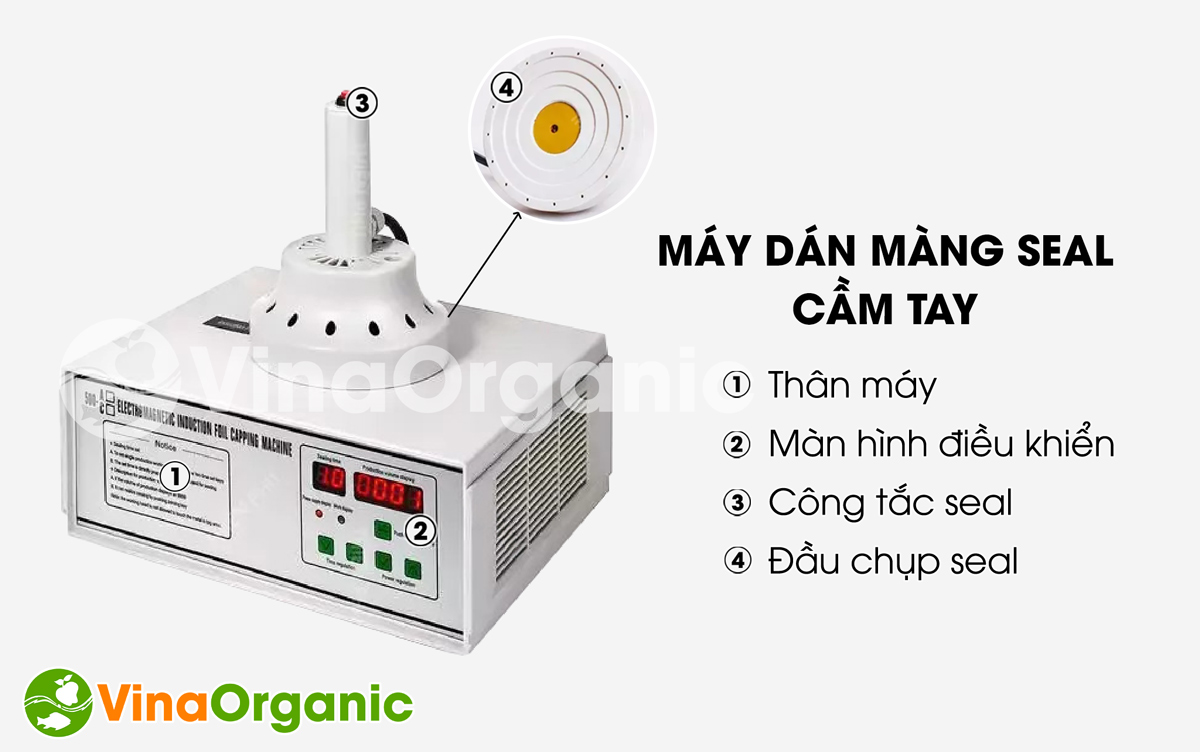 VinaOrganic xin giới thiệu máy hàn miệng seal cầm tay, hàn mang seal chai nhựa, chai thủy tinh. Liên hệ Hotline/Zalo: 0938 299 798 - 0975 299 798.