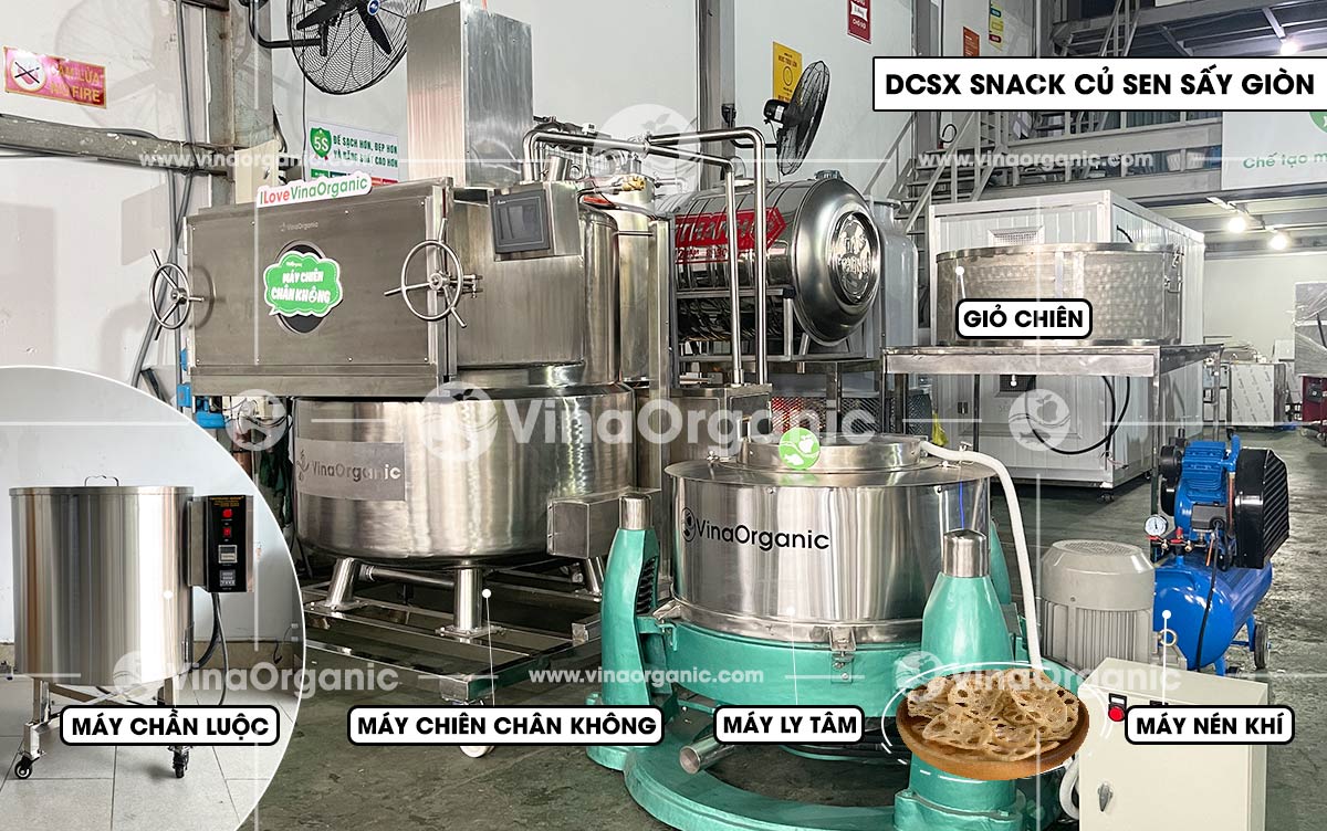 VinaOrganic chuyển giao công nghệ và máy thiết bị chiên chân không sản xuất snack củ sen sấy giòn. Gọi ngay hotline 0975299798 - 0938299798.