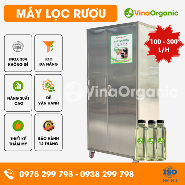 LR100 - Máy lọc rượu 100 - 300lít/h, lọc rượu ngâm, lọc độc tố rượu