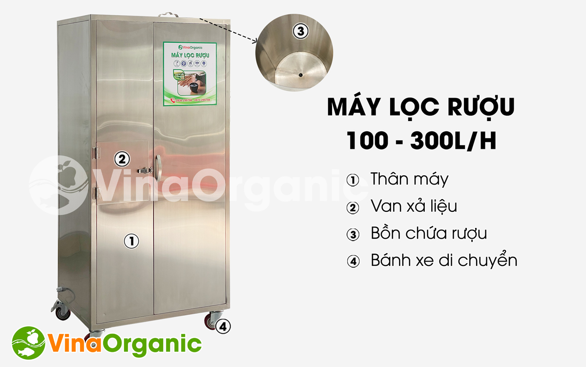 LR100 - Máy lọc rượu 100 - 300 lít/h của VinaOrganic loại bỏ các độc tố có trong rượu như methanol, aldehyt,...Hotline/zalo 0975299798 - 0938299798