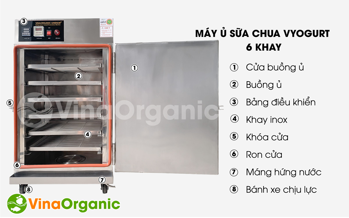 Cấu tạo máy ủ sữa chua VYogurt 6 khay VY006