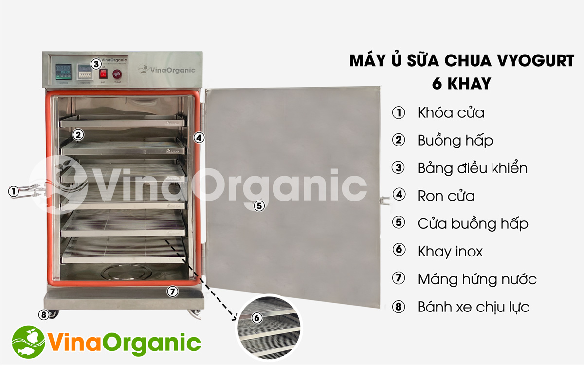 Máy ủ sữa chua VYogurt 6 khay HV006 vận hành dễ dàng, năng suất cao, điện năng tiêu thụ thấp. Hotline/Zalo: 0938299798 – 0975299798