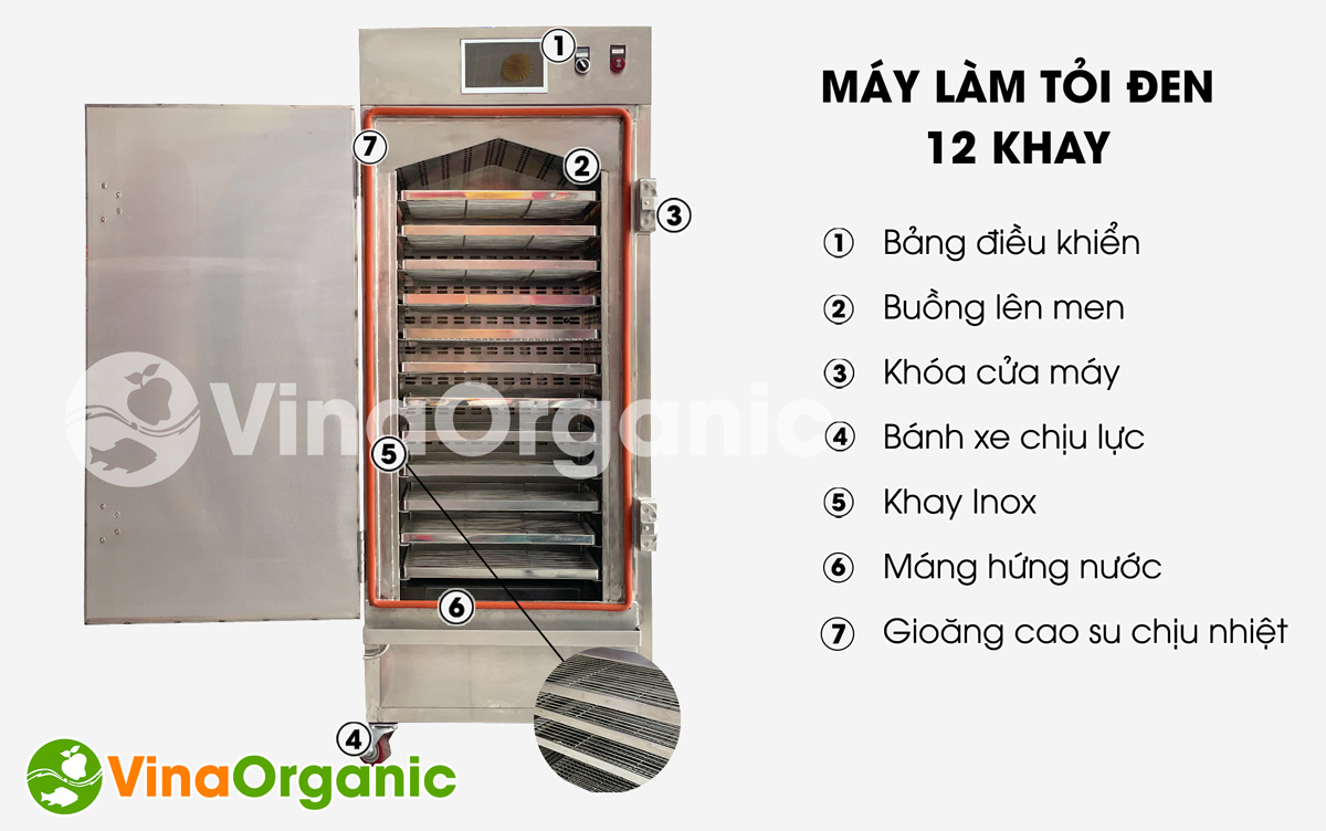 VG012 - Máy lên men tỏi đen 12 khay VGarlic, năng suất 42kg nguyên liệu, full inox 304, tiết kiệm điện. Hotline/Zalo: 0938299798 – 0975299798