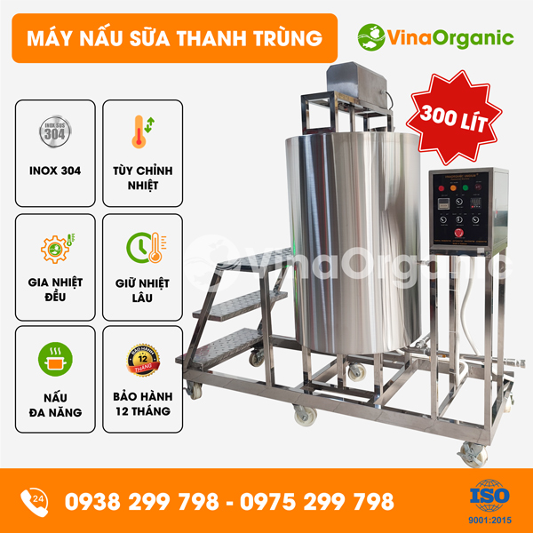 B300 - Máy nấu sữa thanh trùng 300L, nấu sữa bò, sữa dê