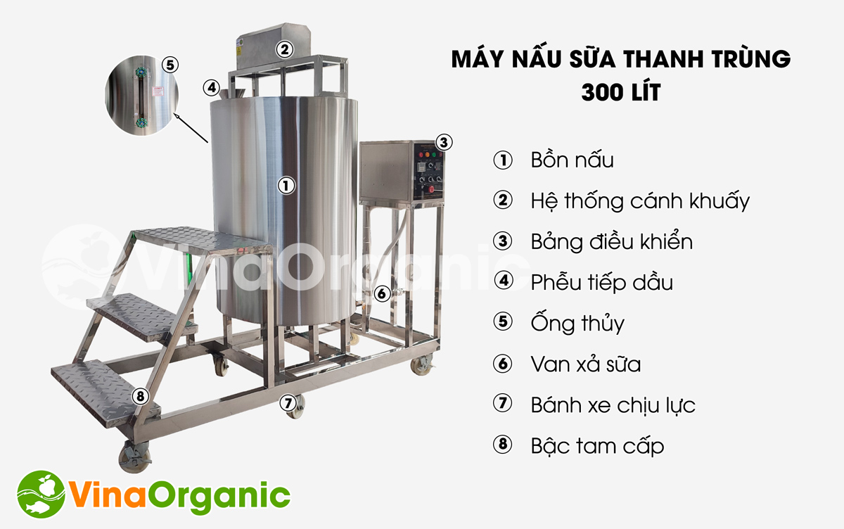 Máy nấu sữa thanh trùng 300L đa năng, full inox 304, tiết kiệm điện. Năng suất lớn, hiệu quả làm việc tối đa. Liên hệ Hotline/Zalo: 0938299798 – 0975299798