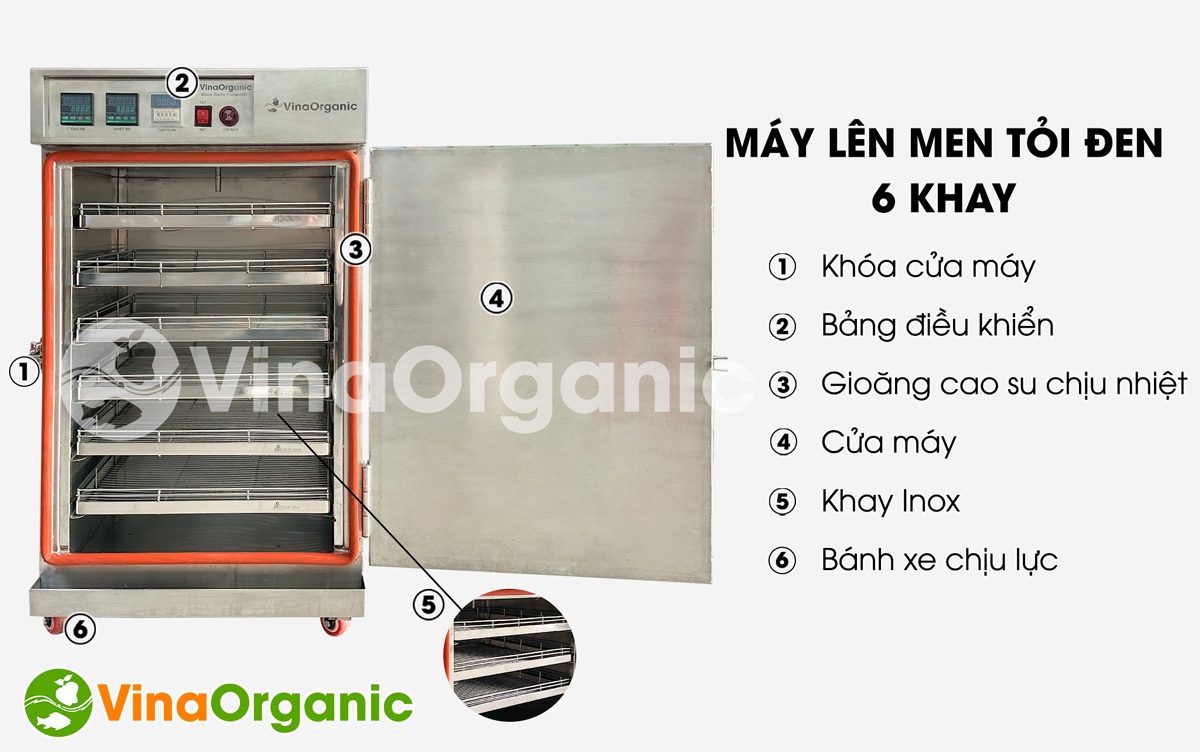 VG006 - Máy lên men tỏi đen 6 khay VGarlic nhỏ gọn, hiệu quả, vật liệu inox 304, tiết kiệm điện. Hotline/Zalo: 0938299798 – 0975299798