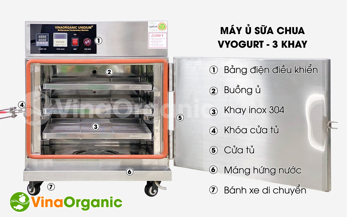 Cấu tạo máy ủ sữa chua VYogurt 3 khay VY003