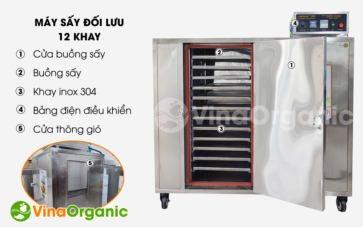 Máy sấy đối lưu 12 khay Model MS1248 - sấy thanh long. Sấy khô, sấy dẻo đa dạng sản phẩm: trái cây, nông sản,... Hotline/Zalo: 0938299798 – 0975299798