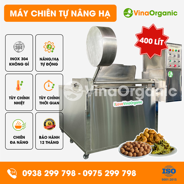 CTD400 - Máy chiên tự nâng hạ 400L, chiên, chần đa năng