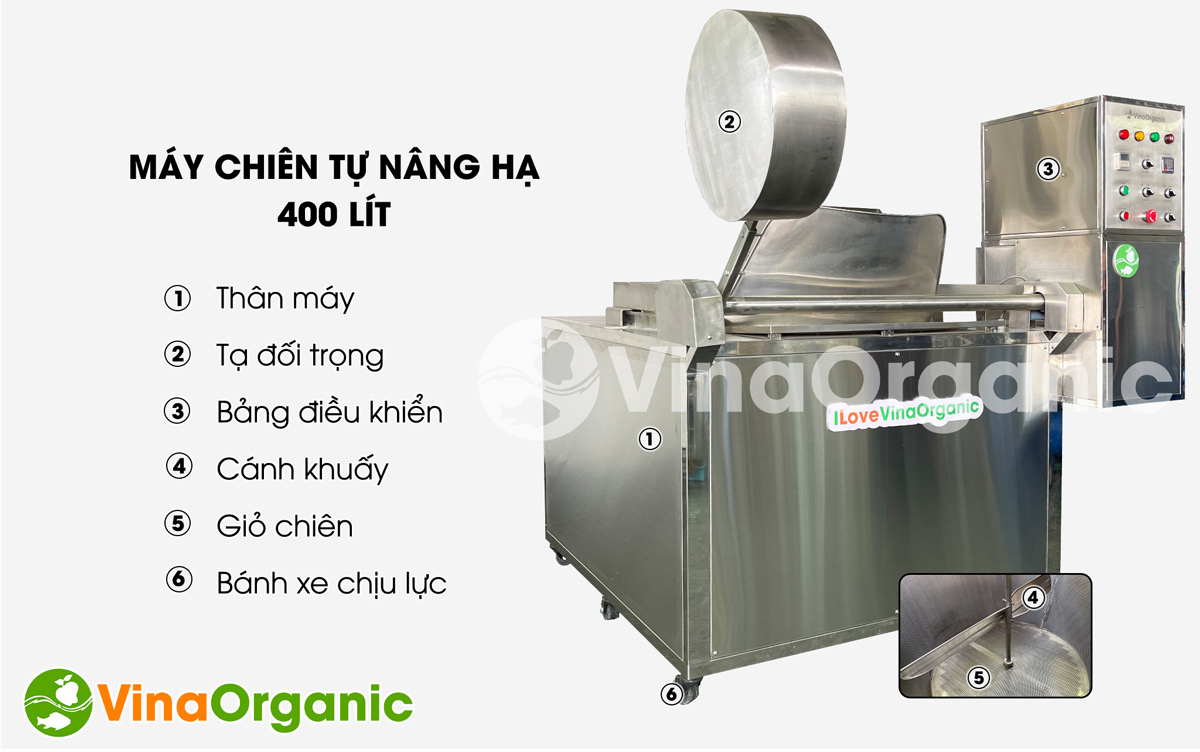 Máy chiên tự động công nghiệp 400L, model CTD400 năng suất cao, chiên, chần, luộc đa năng. LH 0938299798 - 0975299798 để được tư vấn và báo giá.