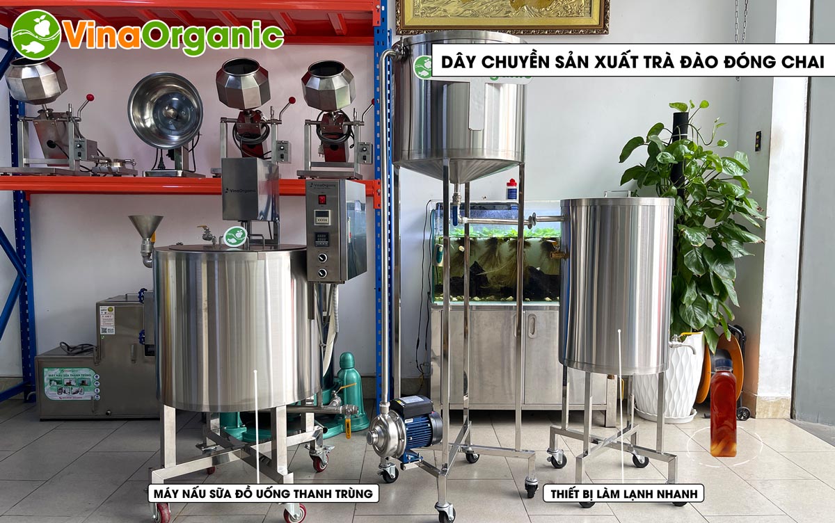 VinaOrganic chuyển giao công nghệ trà đào đóng chai thanh trùng tươi ngon, thanh mát. Liên hệ ngay Hotline Zalo 0938299798 – 0975299798.