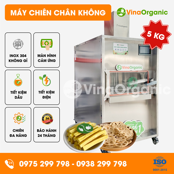 MC005 - Máy chiên chân không 5kg, chiên khoai lang que, củ sen
