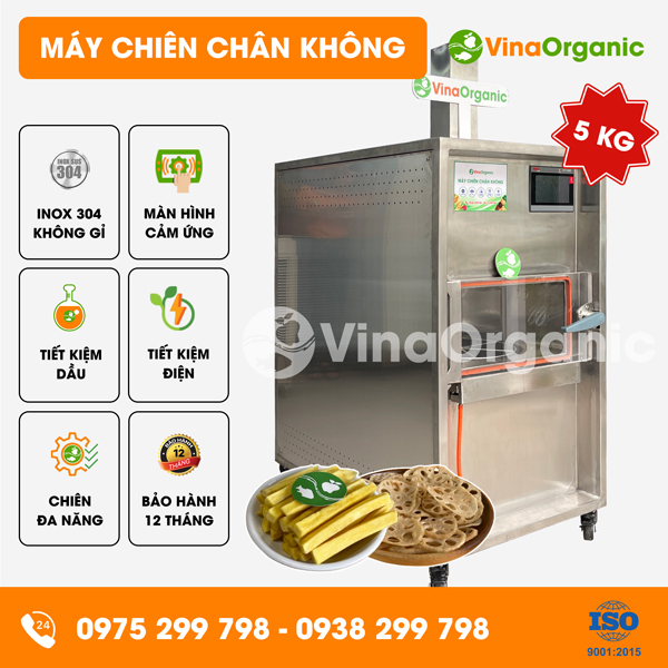MC005 - Máy chiên chân không 5kg, chiên khoai lang que, củ sen