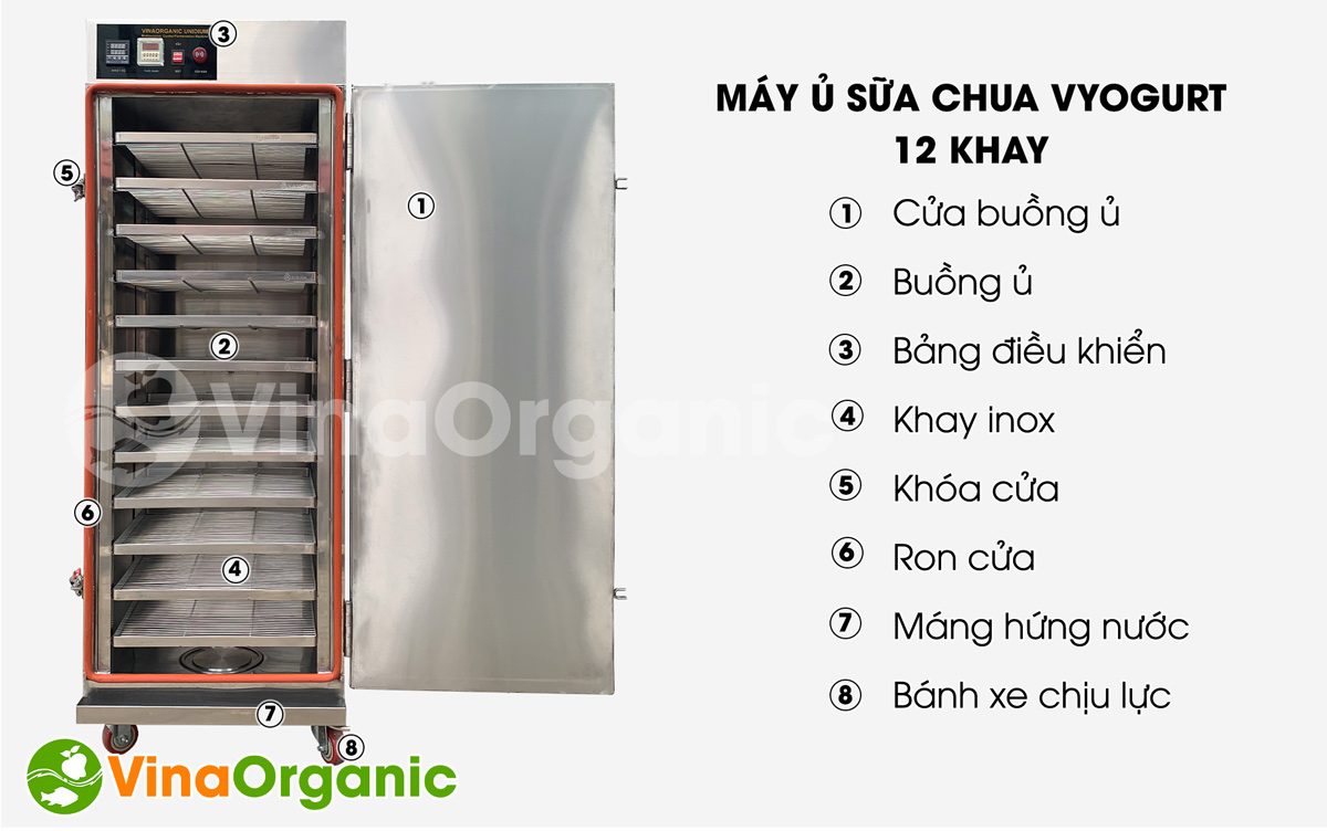 Cấu tạo máy ủ sữa chua VYogurt 12 khay VY012