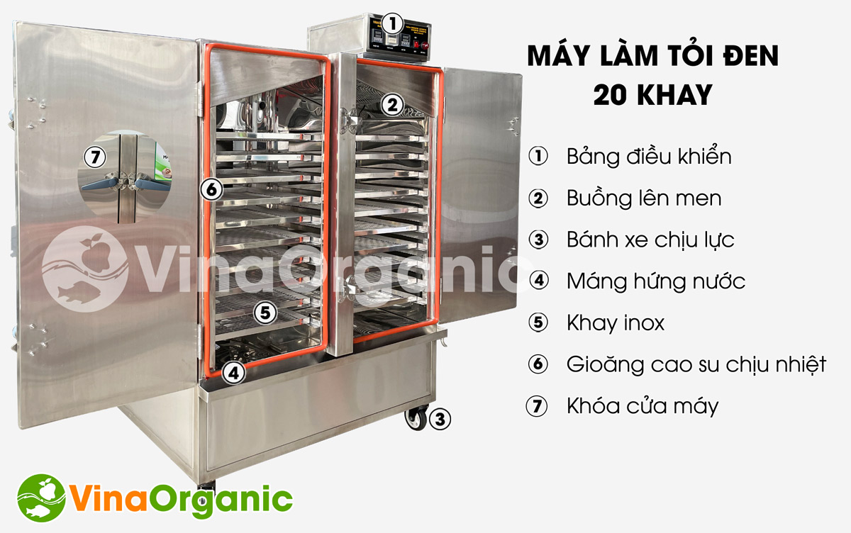 VG020 - Máy làm tỏi đen 20 khay VGarlic, năng suất cao 60 nguyên liệu, full inox 304, tiết kiệm điện. Hotline/Zalo: 0938299798 – 0975299798