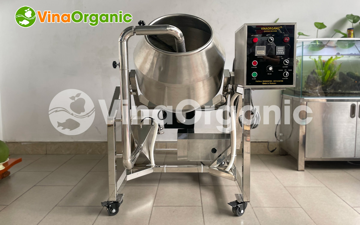 Máy vê trộn dạng lục 20kg, Model MTL20 VinaOrganic ứng dụng cho nhiều sản phẩm: snack, hạt điều,... LH: Hotline/Zalo 0938299798 – 0975299798 – 0948299798