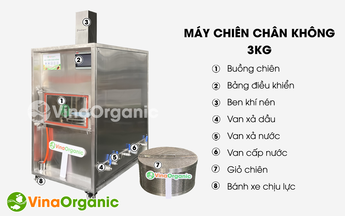 MC003 - Máy chiên chân không 3kg, full inox 304, màn hình cảm ứng HMI, tiết kiệm điện, làm chuối sấy giòn, mít sấy giòn. LH/Zalo 0938299798 - 0975299798.