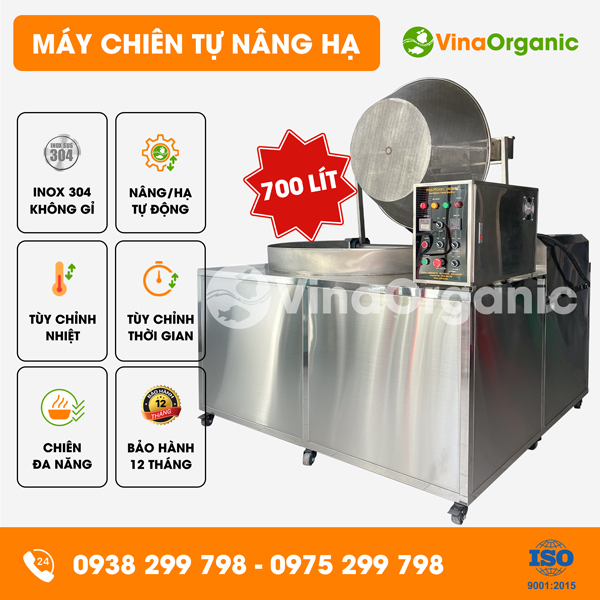 CTD700 - Máy chiên tự nâng hạ 700L, chiên da cá, đậu hạt