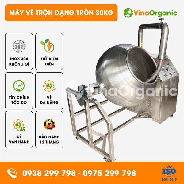 MVTT30 - Máy vê trộn dạng tròn 30kg, vê hạt điều wasabi