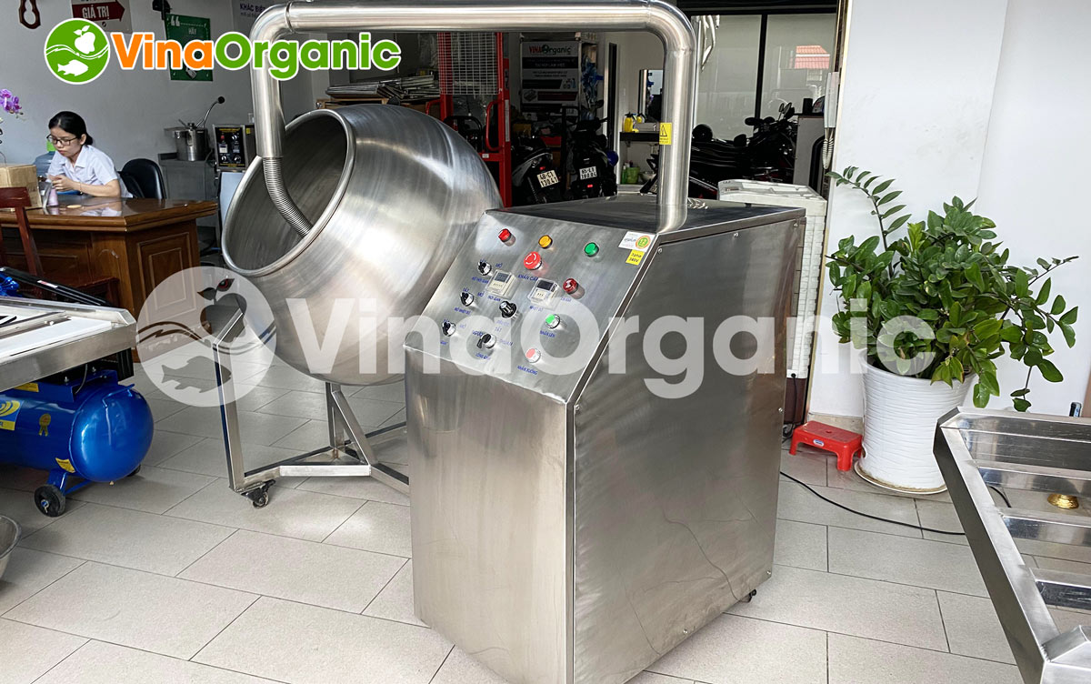 VinaOrganic giới thiệu máy vê trộn 30Kg/mẻ inox 304 chất lượng cao. Máy được sử dụng với mục đích để áo bột bên ngoài các loại hạt, vo viên thuốc,…. 