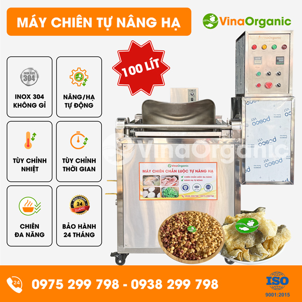 CTD100 - Máy chiên tự nâng hạ 100L công nghiệp, chiên da cá