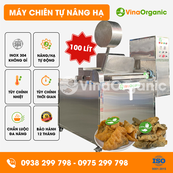 CTD100 - Máy chiên tự nâng hạ 100L công nghiệp, chiên da cá
