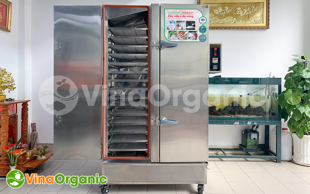 VinaOrganic giới thiệu máy ủ sữa chua 24 khay VYogurt.  Máy được thiết kế với năng suất ủ lớn, 120L/mẻ phù hợp với quy mô sản xuất công nghiệp.