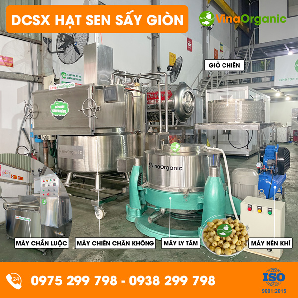 Dây chuyền sản xuất hạt sen sấy giòn thơm ngon, giòn rụm