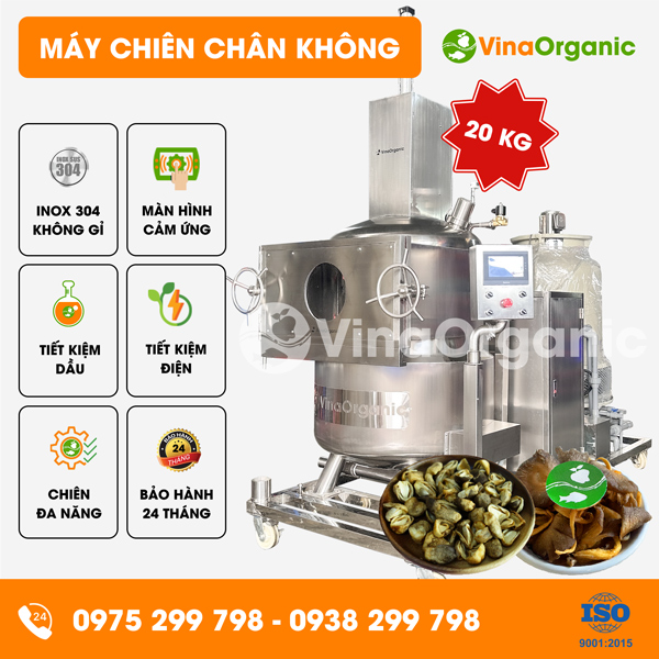 MC020 - Máy chiên chân không 20kg, chiên nấm bào ngư, nấm rơm