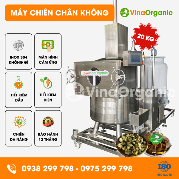 MC020 - Máy chiên chân không 20kg, chiên nấm bào ngư, nấm rơm