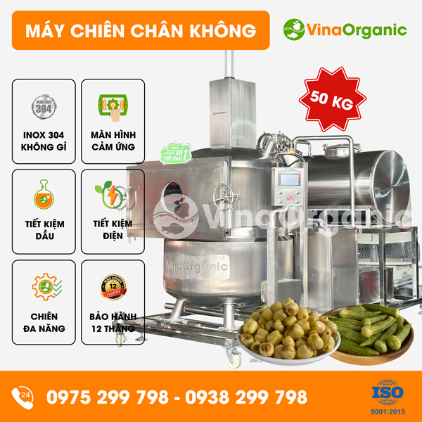 MC050 - Máy chiên chân không 50kg, chiên giòn đậu bắp, hạt sen