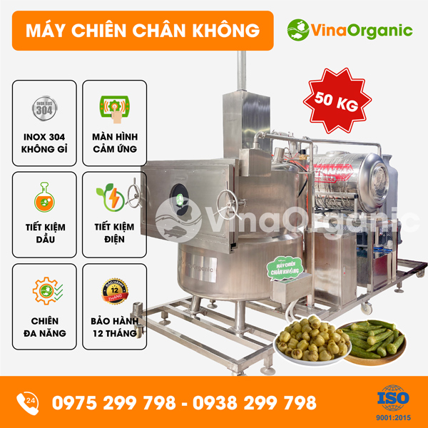 MC050 - Máy chiên chân không 50kg, chiên giòn đậu bắp, hạt sen