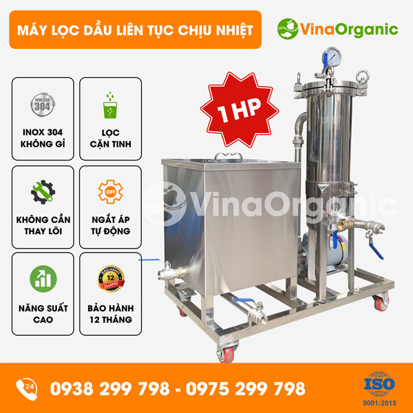 MLD020H - Máy lọc dầu liên tục chịu nhiệt 1HP, lọc cặn dầu chiên