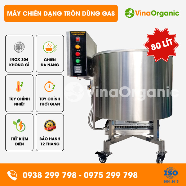 C080G - Máy chiên 80L (dạng tròn) dùng gas gia nhiệt