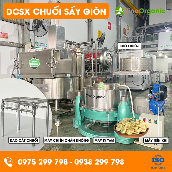 Dây chuyền sản xuất chuối sấy giòn thơm ngon, giòn rụm