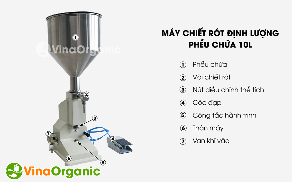 DLCR10 - Máy chiết rót định lượng thể tích 10L, inox 304, nhỏ gọn. Chiết rót sữa chua, xốt, nước mắm,... Hotline/Zalo: 0938299798 – 0975299798