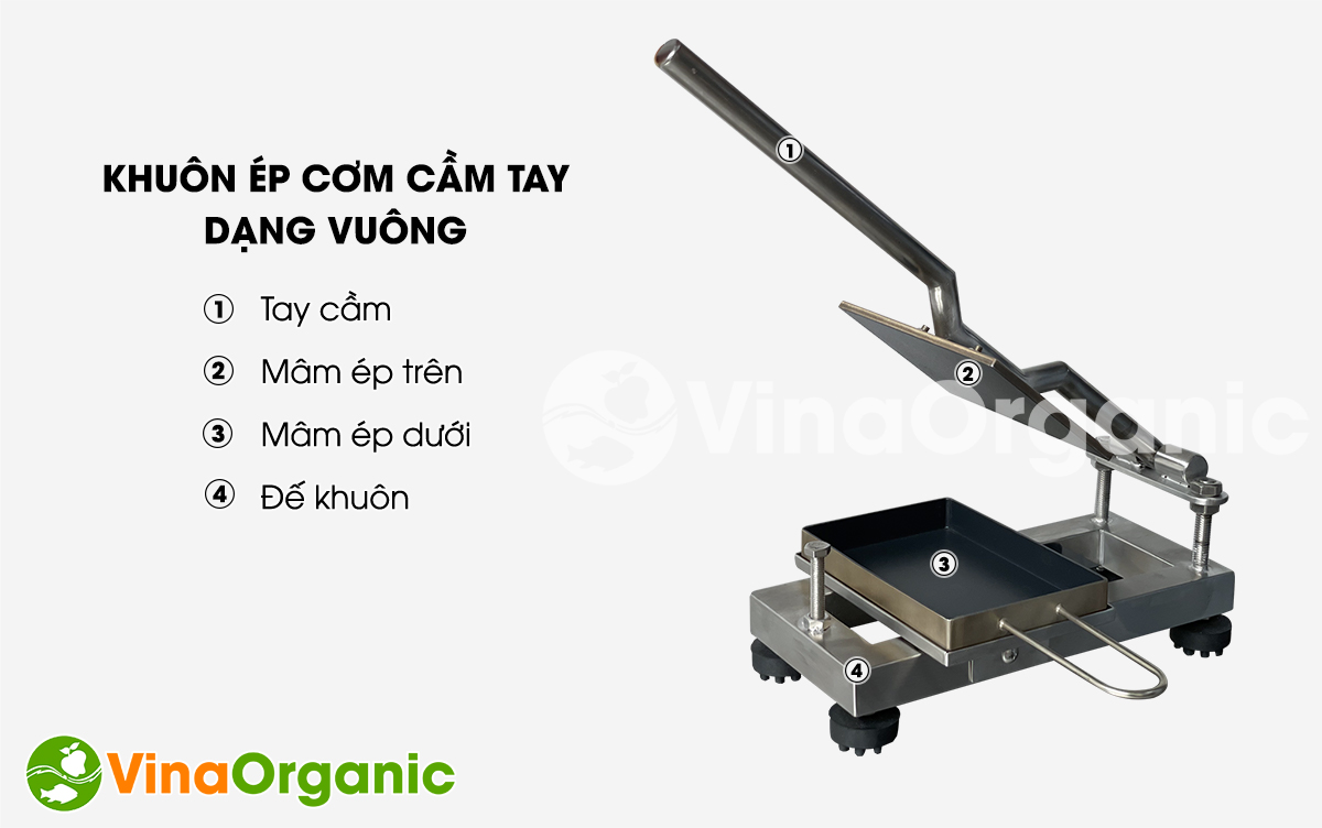 VinaOrganic xin giới thiệu khuôn ép cơm cháy chà bông cầm tay dễ sử dụng, tiện lợi. Hotline 0938.299.798 - 0975.299.798 - 0948.299.798