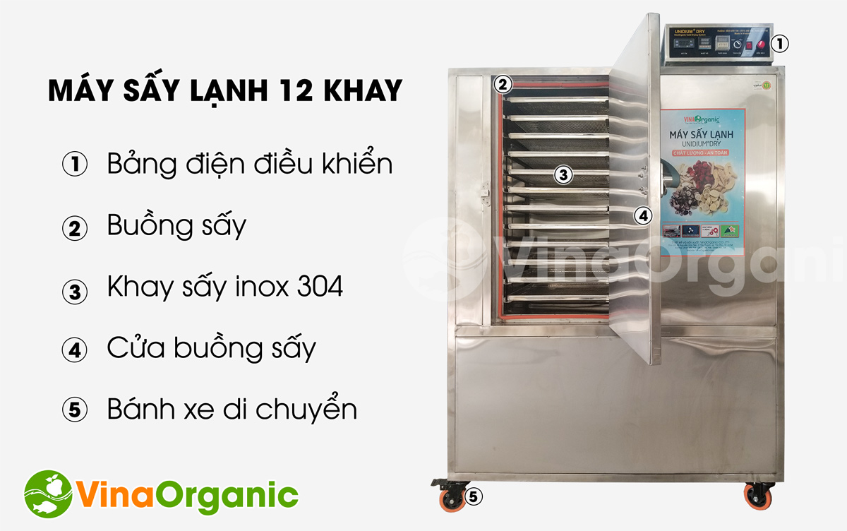 Máy sấy lạnh 12 khay MSL1246 có thiết kế thông minh tối ưu diện tích sấy