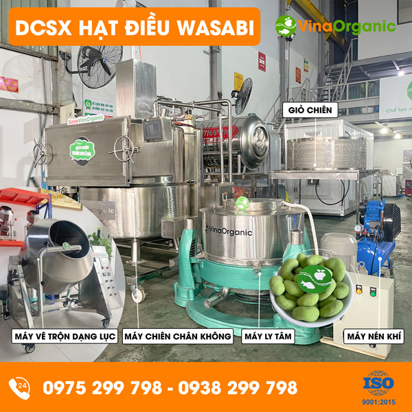 Dây chuyền sản xuất Hạt điều tẩm wasabi giòn xốp, cay nồng