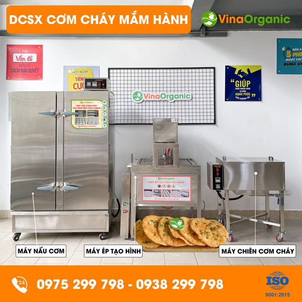 Dây chuyền sản xuất Cơm cháy mắm hành VinaOrganic thơm ngon, giòn rụm