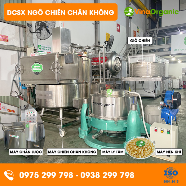 Dây chuyền sản xuất ngô chiên chân không giòn xốp, thơm ngon