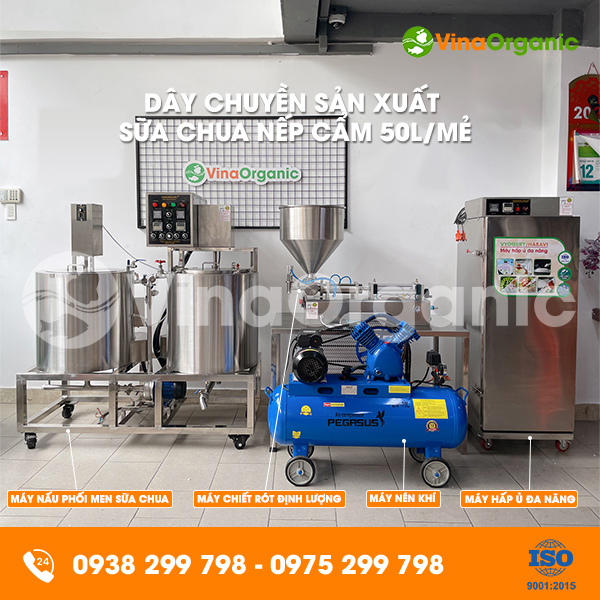 Dây chuyền sản xuất Sữa chua nếp cẩm hũ năng suất 50L/mẻ dẻo mịn, bổ dưỡng
